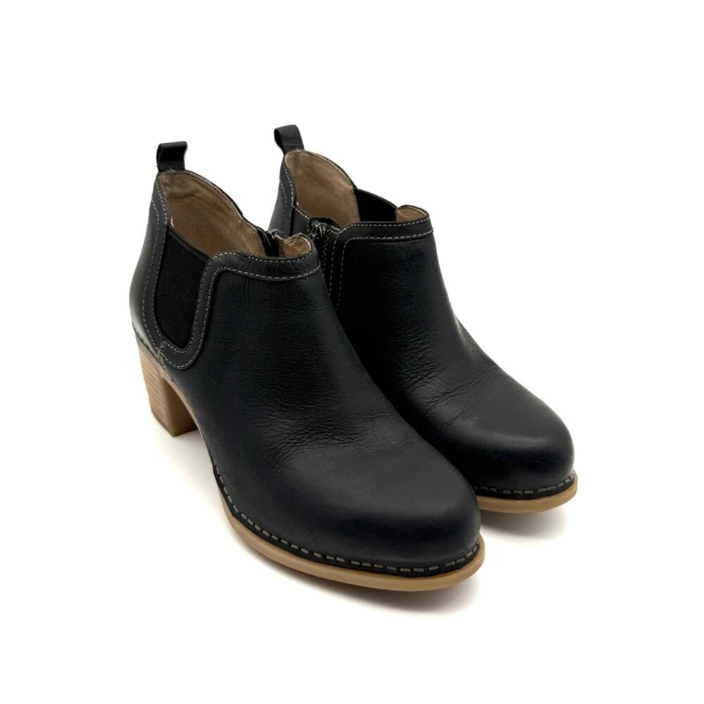 Dansko Harlene Black Leather Bootie Block Heel Ankle Boots EU 36 US 5.5-6 - Picture 14 of 14